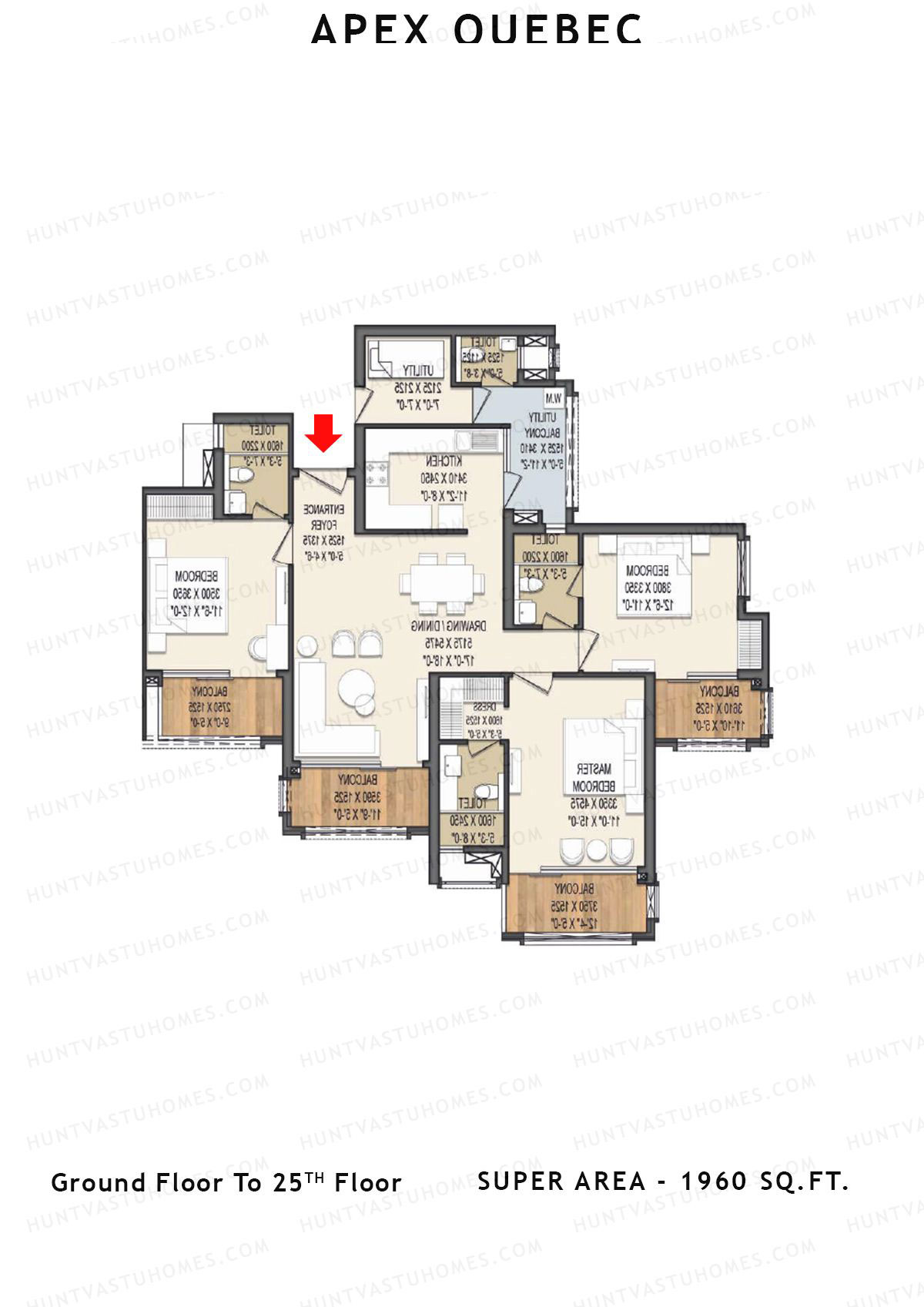 Apex Quebec Tower B Unit 3 Floor Plan