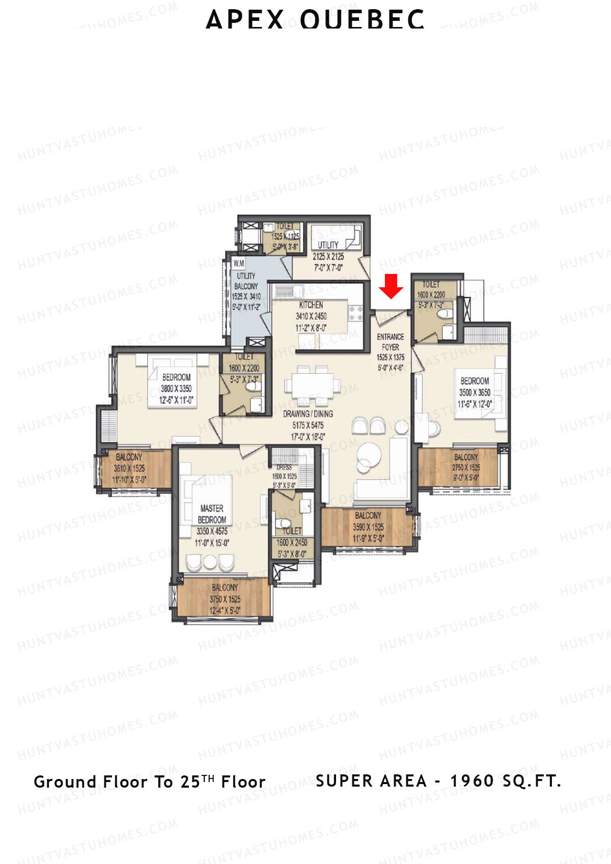 Apex Quebec Tower B Unit 4 Floor Plan