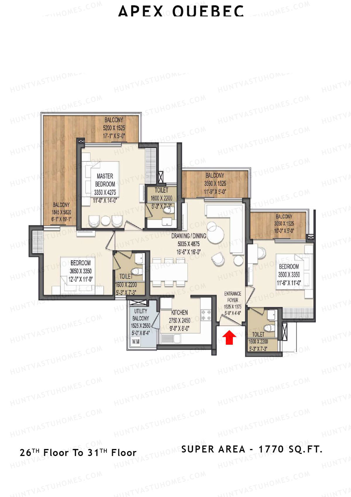 Apex Quebec Tower C Unit 1 Floor Plan