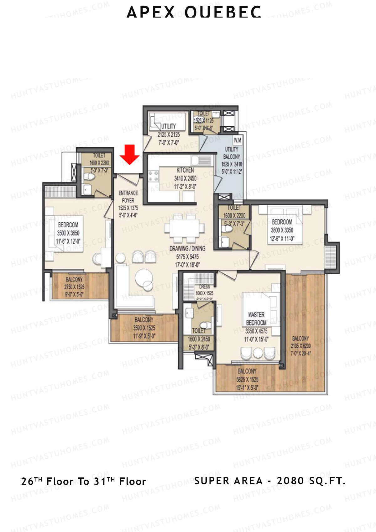 Apex Quebec Tower C Unit 3 Floor Plan