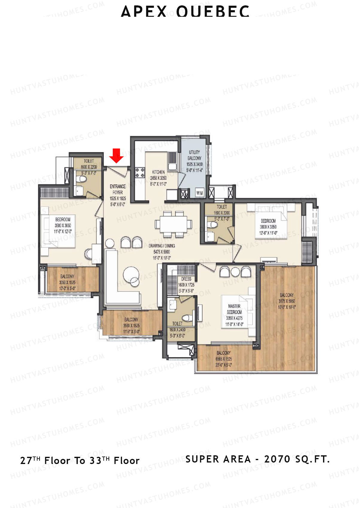 Apex Quebec Tower E Unit 2 Floor Plan