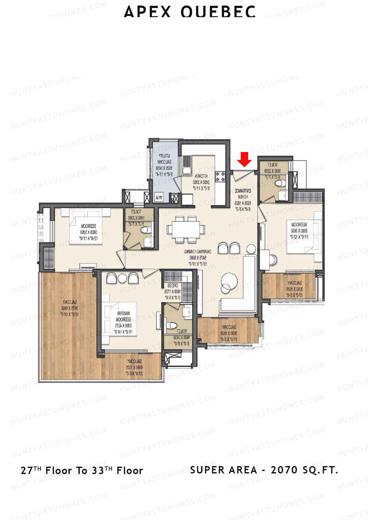 Apex Quebec Tower E Unit 3 Floor Plan