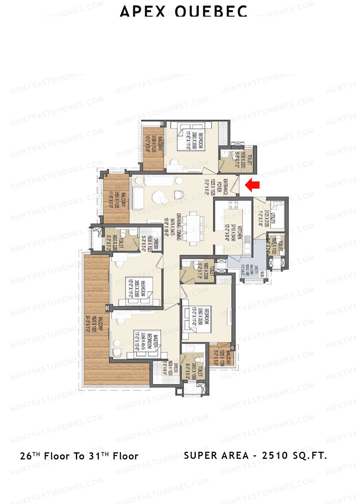 Apex Quebec Tower A Unit 1 Floor Plan