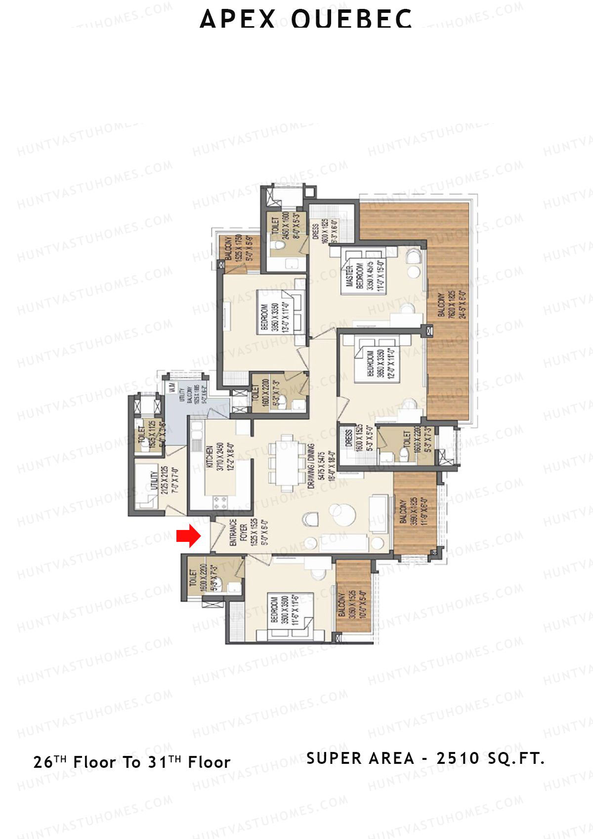 Apex Quebec Tower A Unit 3 Floor Plan