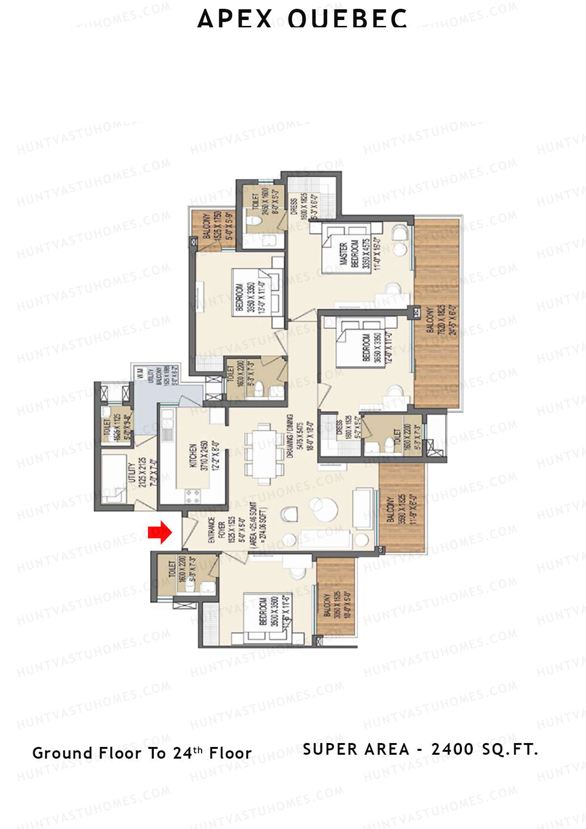 Apex Quebec Tower A Unit 3 Floor Plan