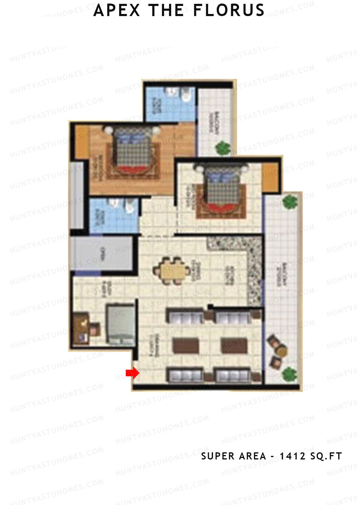 Apex The Florus Tower A Unit 2b (Type A) Floor Plan