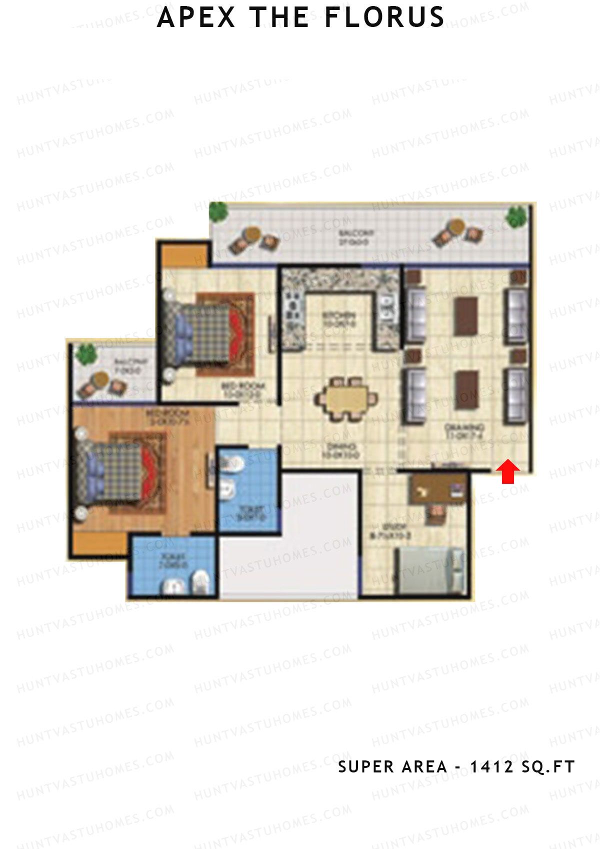 Apex The Florus Tower B Unit 2a (Type 2a) Floor Plan