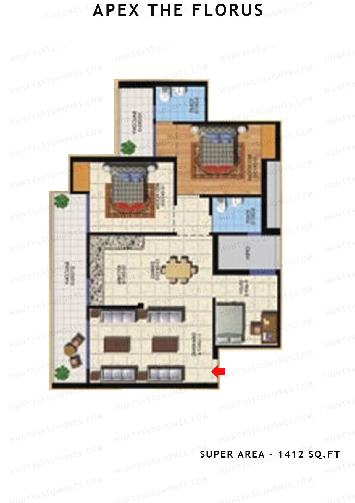 Apex The Florus Tower B Unit 2b (Type A) Floor Plan