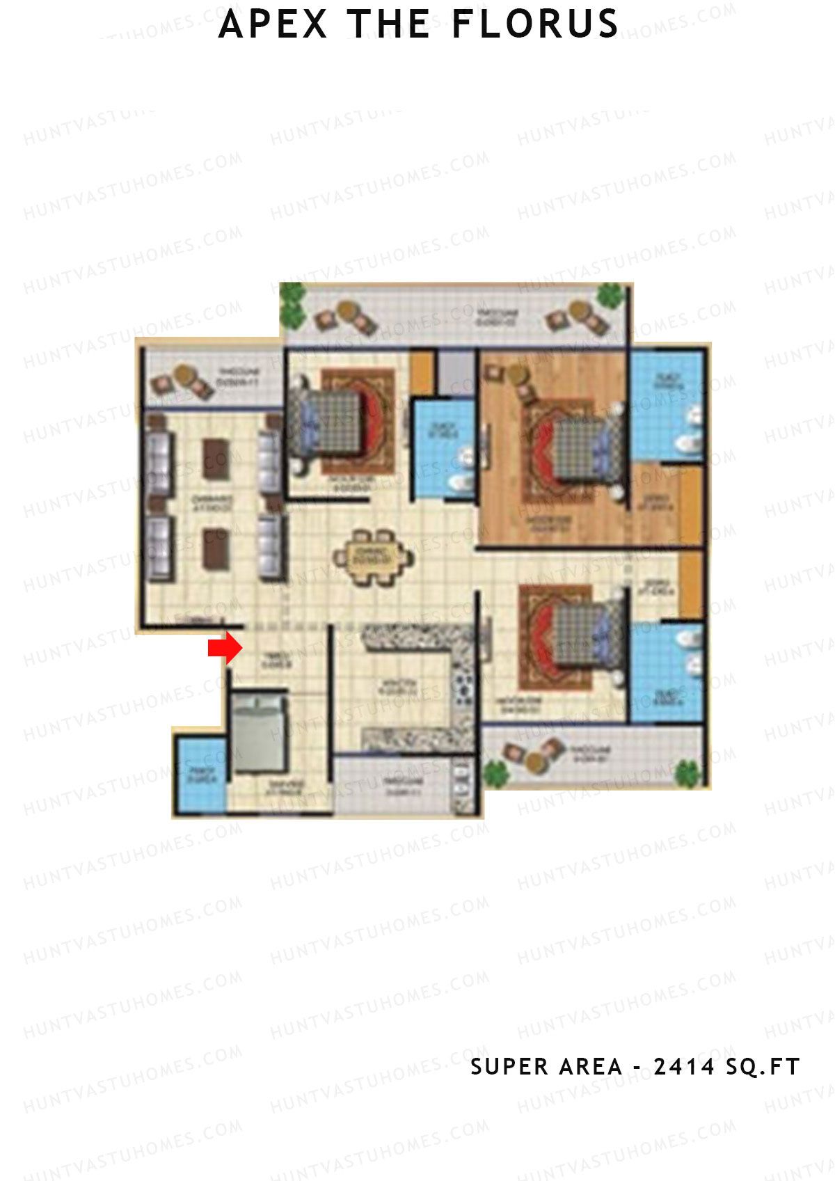 Apex The Florus Tower B Unit 3+ (Type D) Floor Plan