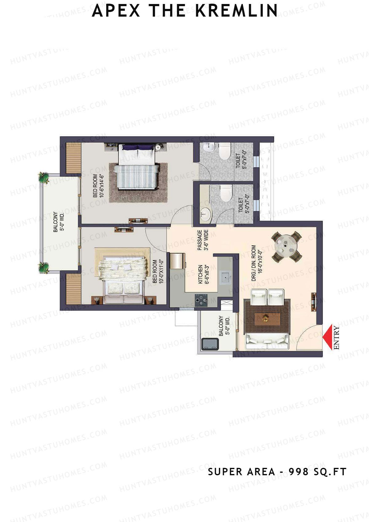 Apex The Kremlin Tower E Unit 1 Floor Plan