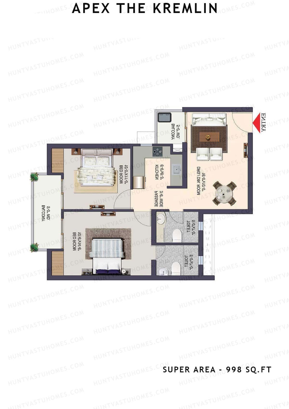 Apex The Kremlin Tower E Unit 2 Floor Plan