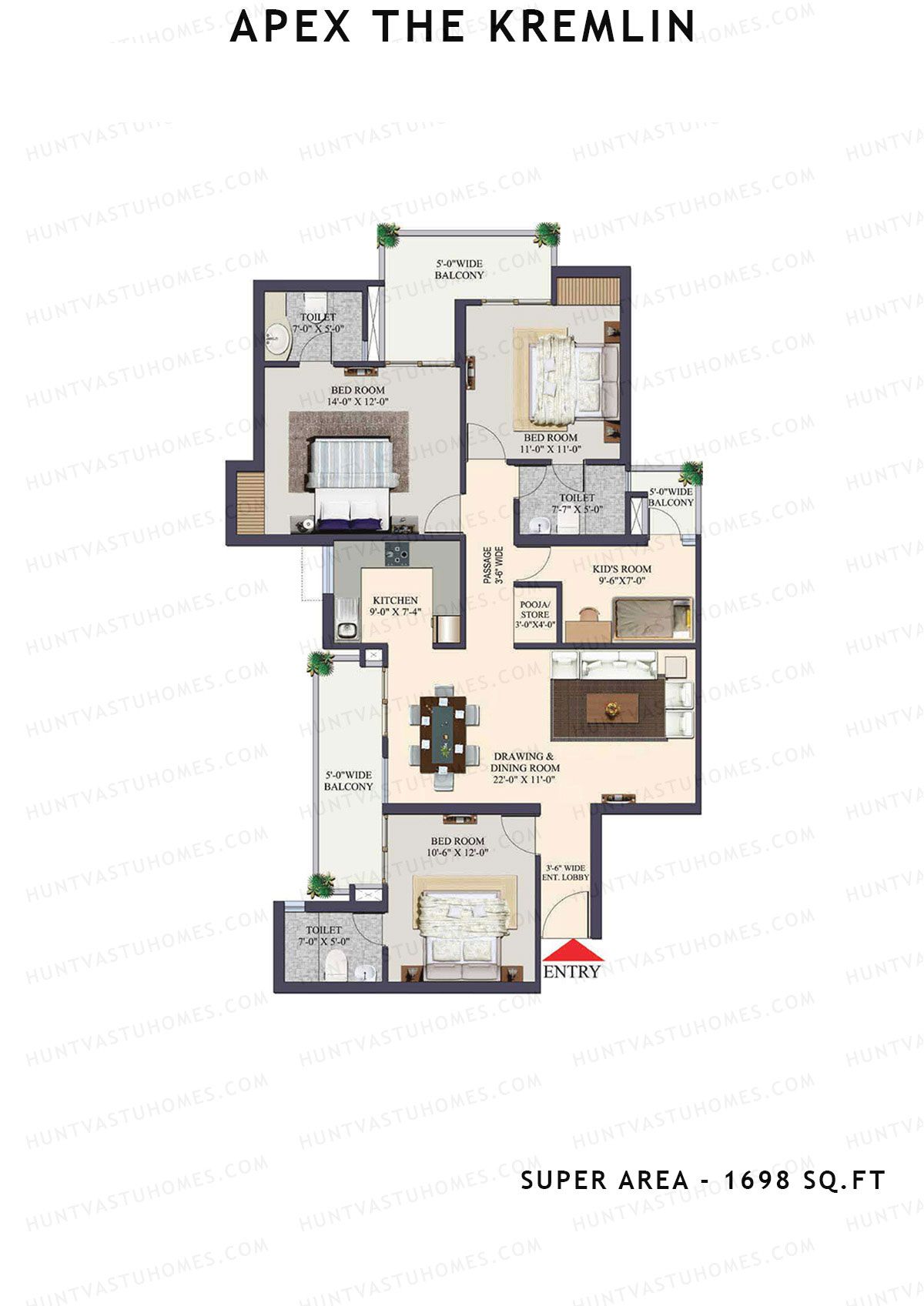 Apex The Kremlin Tower B Unit 2 Floor Plan