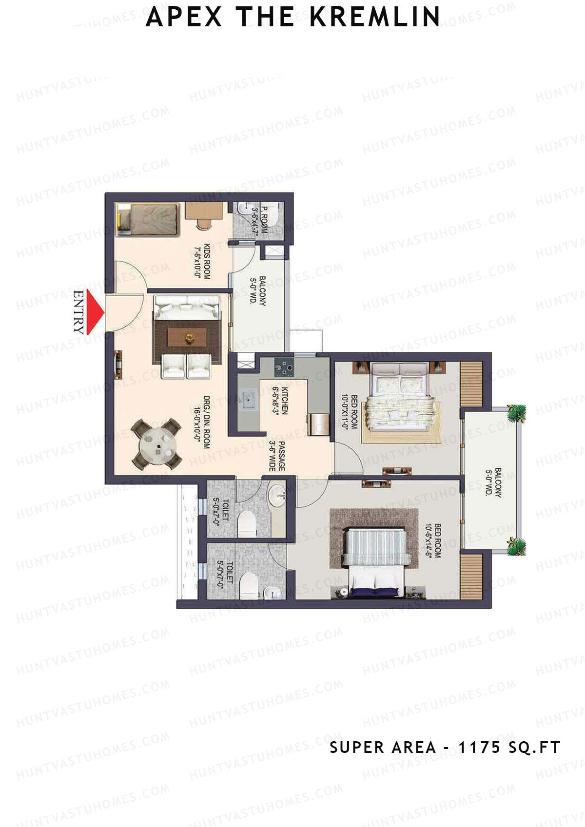 Apex The Kremlin Tower E Unit 3 Floor Plan