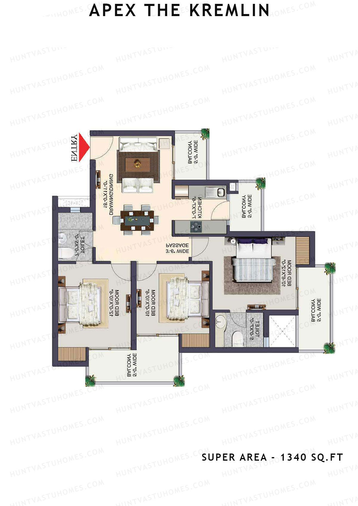 Apex The Kremlin Tower E Unit 4 Floor Plan