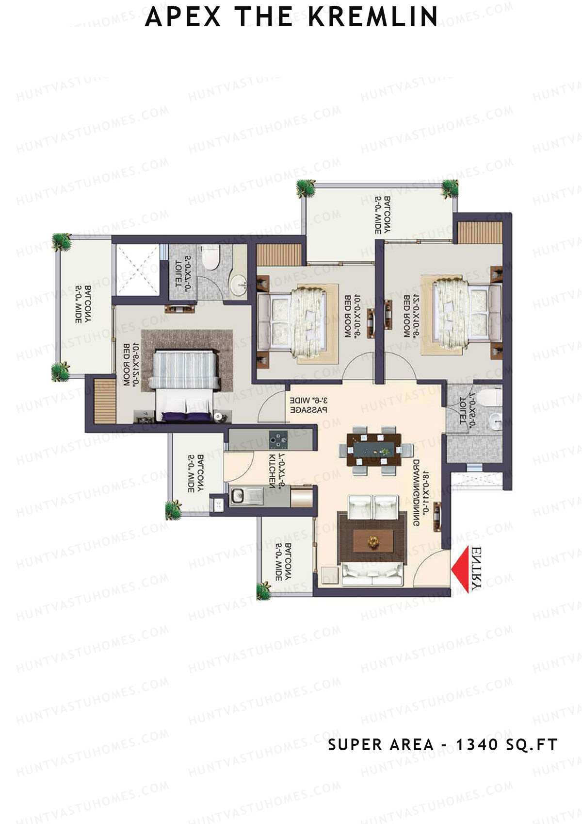 Apex The Kremlin Tower E Unit 6 Floor Plan