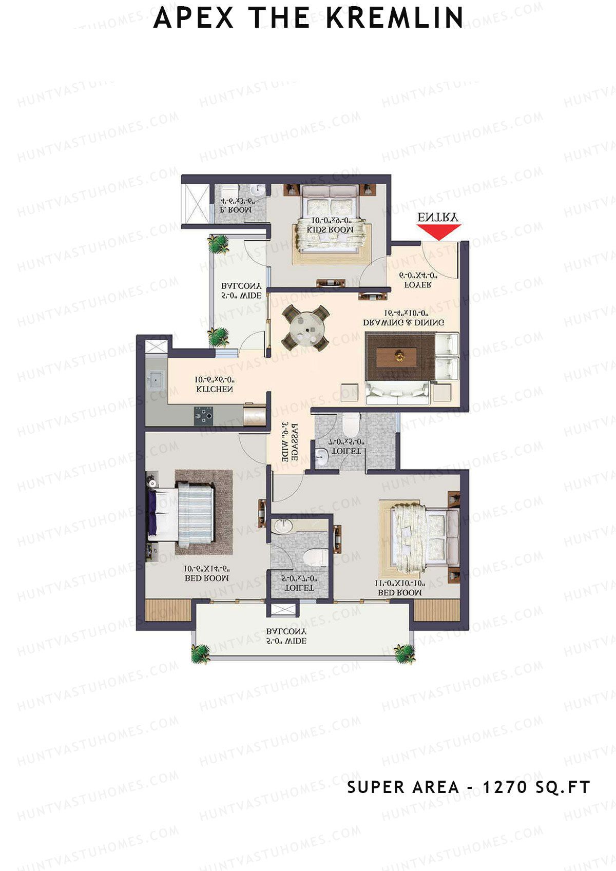 Apex The Kremlin Tower F Unit 1 Floor Plan