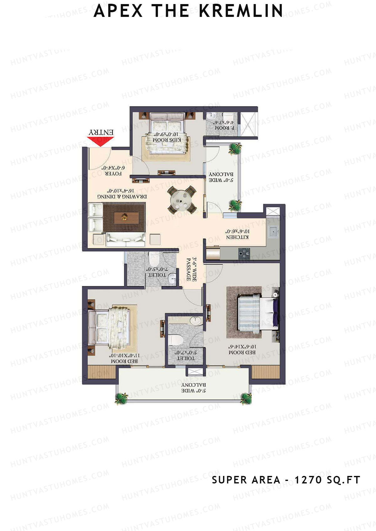 Apex The Kremlin Tower F Unit 2 Floor Plan