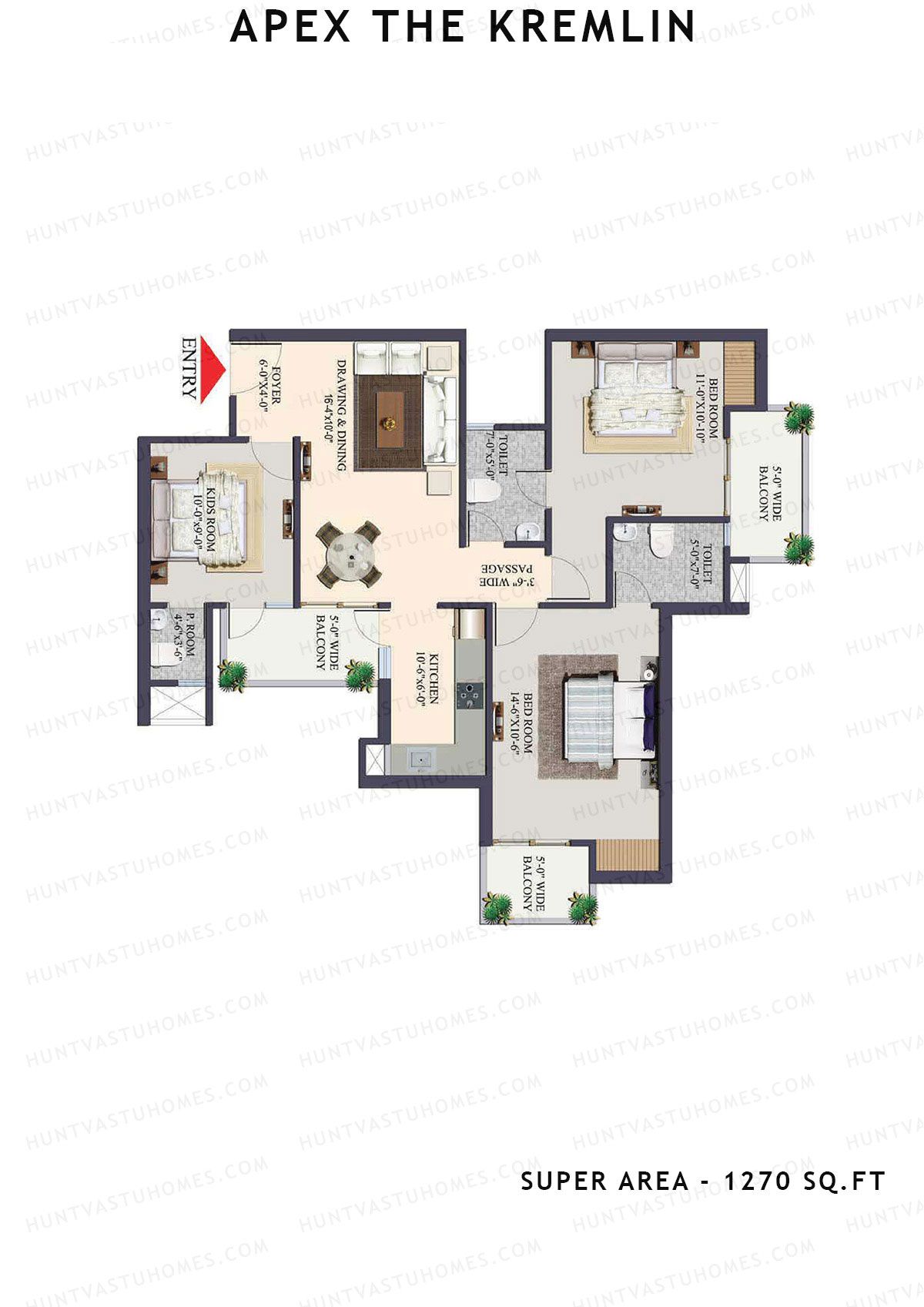 Apex The Kremlin Tower F Unit 3 Floor Plan