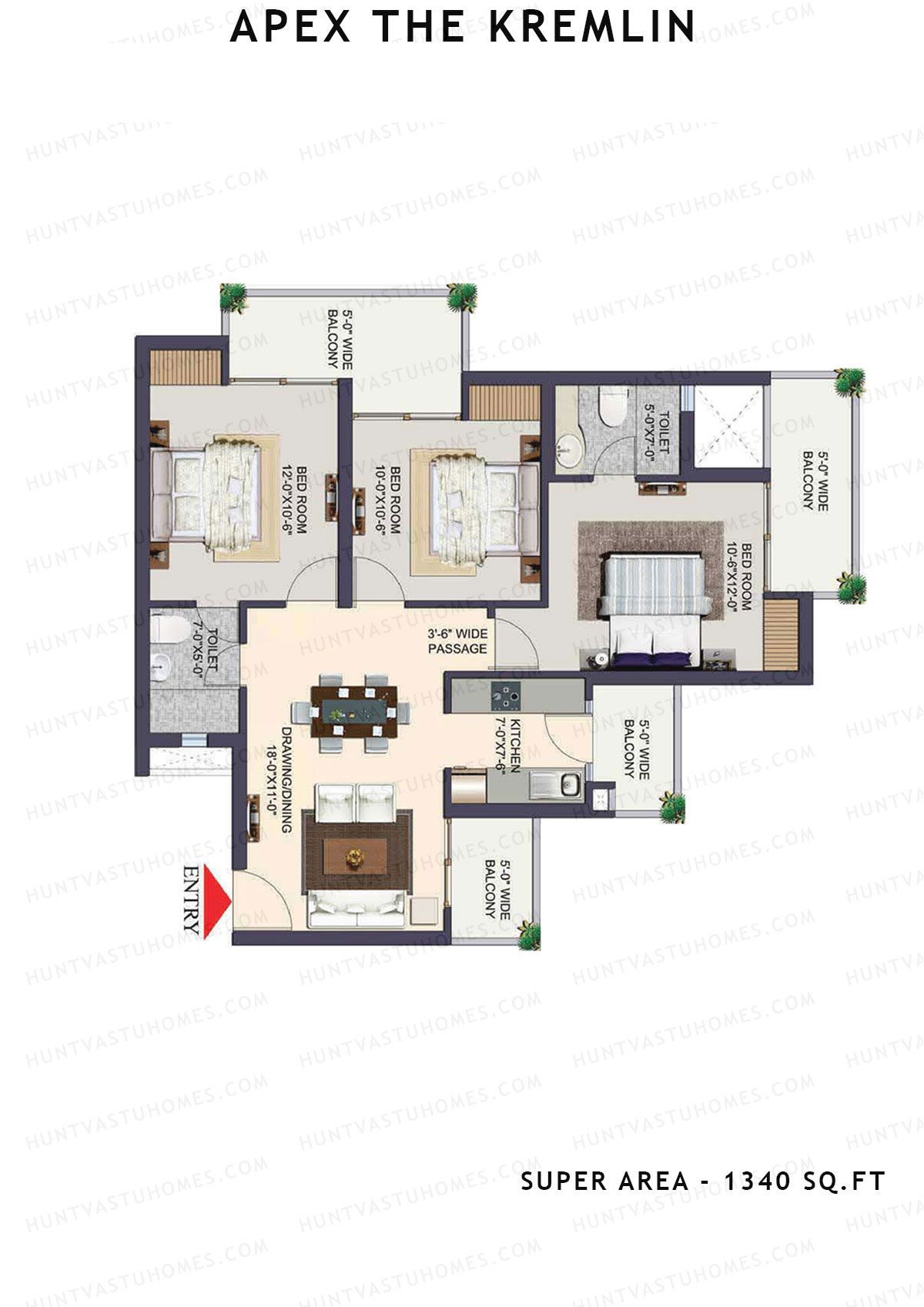Apex The Kremlin Tower G Unit 1 Floor Plan