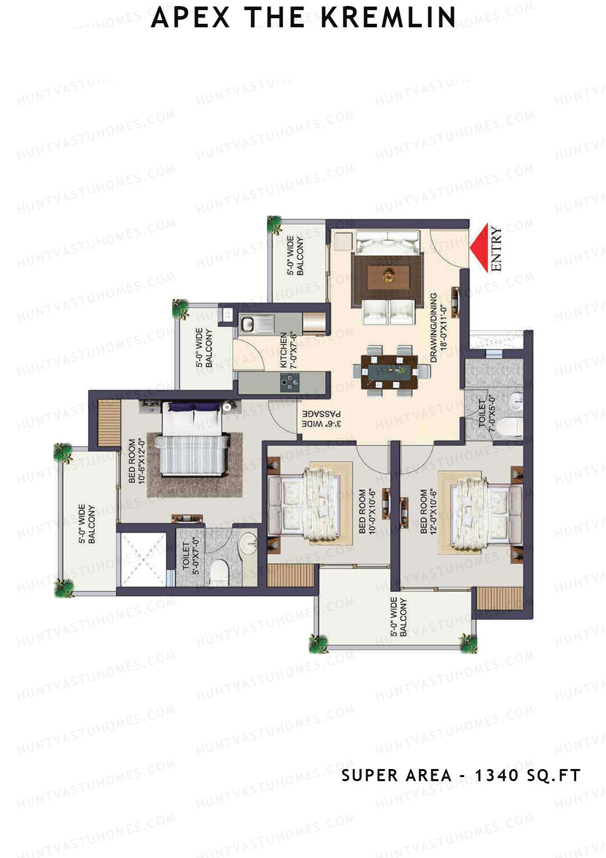 Apex The Kremlin Tower G Unit 3 Floor Plan