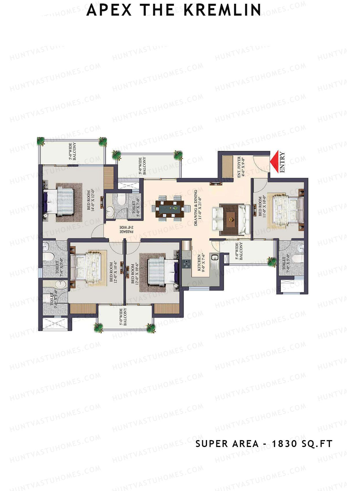 Apex The Kremlin Tower B Unit 1 Floor Plan