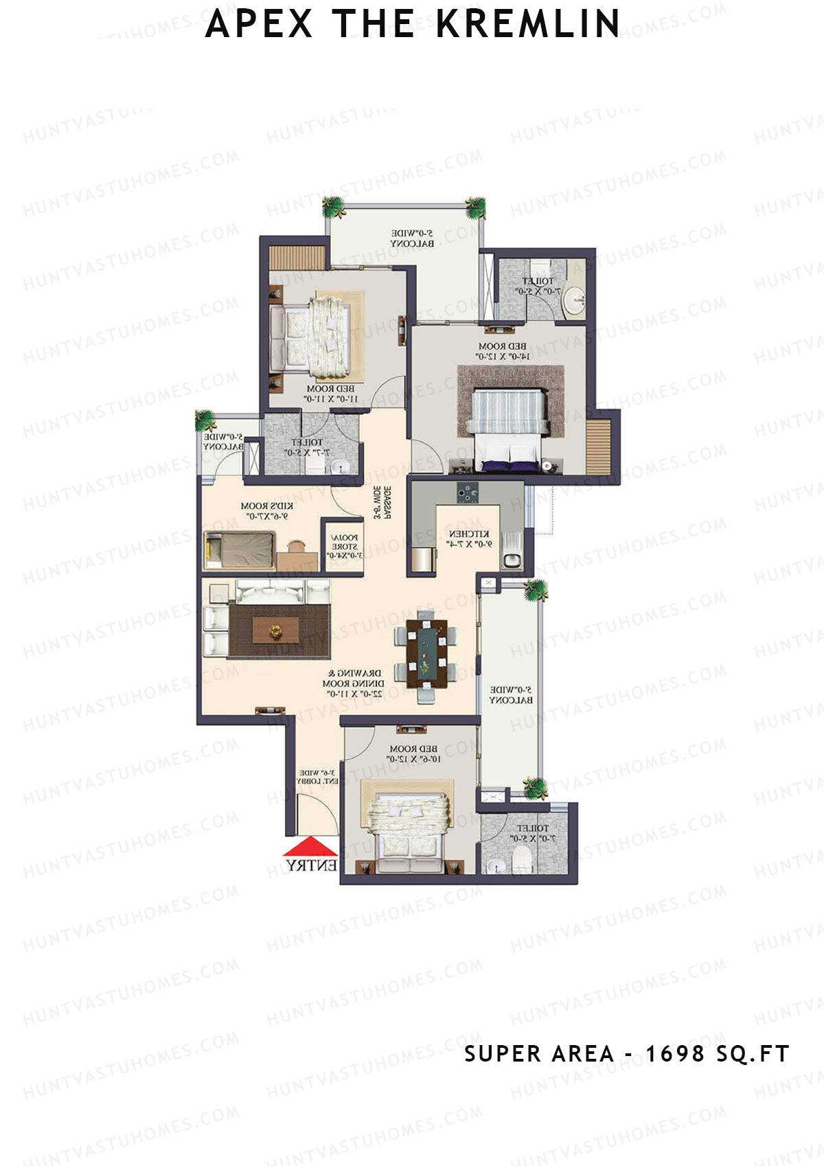 Apex The Kremlin Tower B Unit 3 Floor Plan