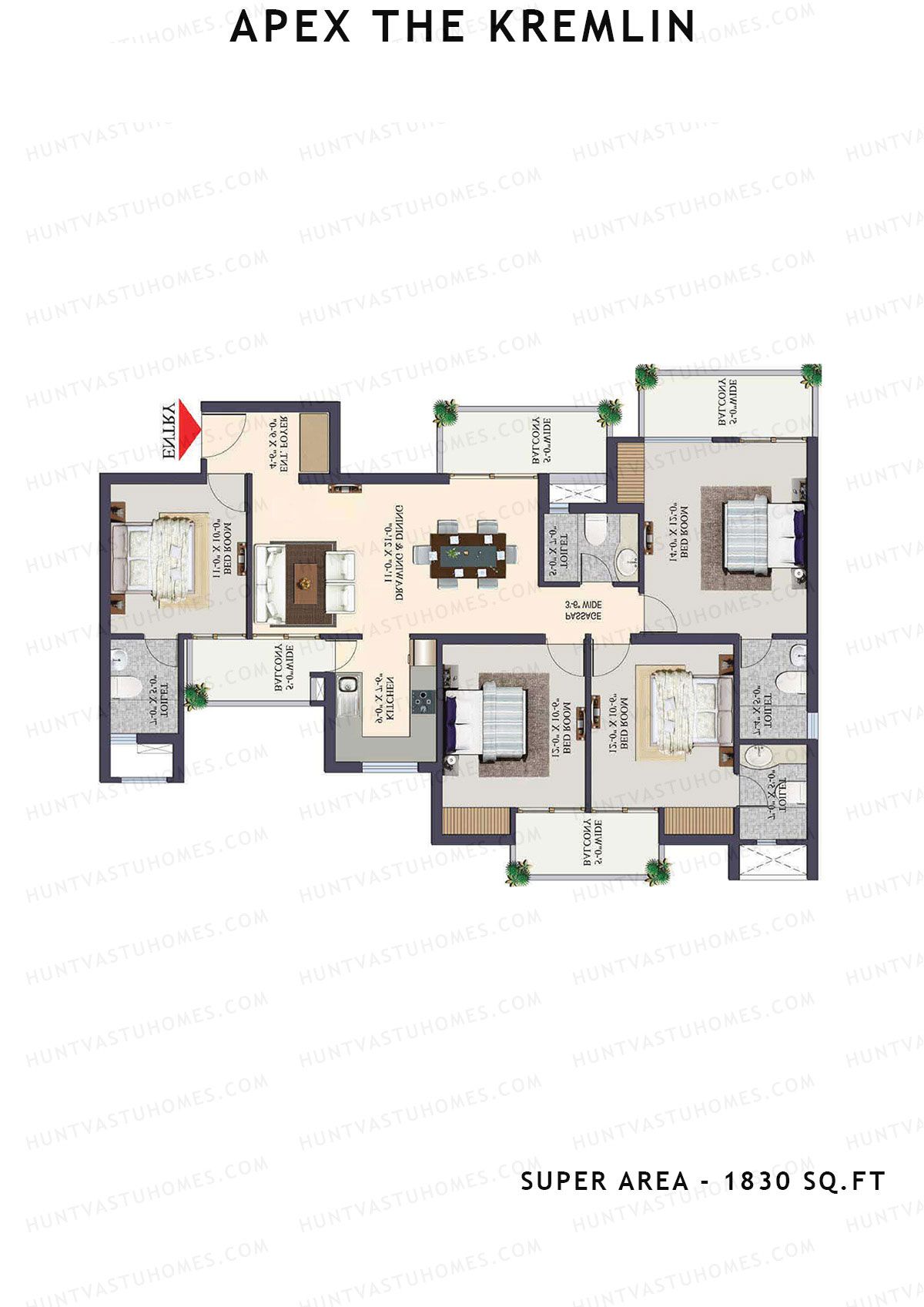 Apex The Kremlin Tower B Unit 4 Floor Plan