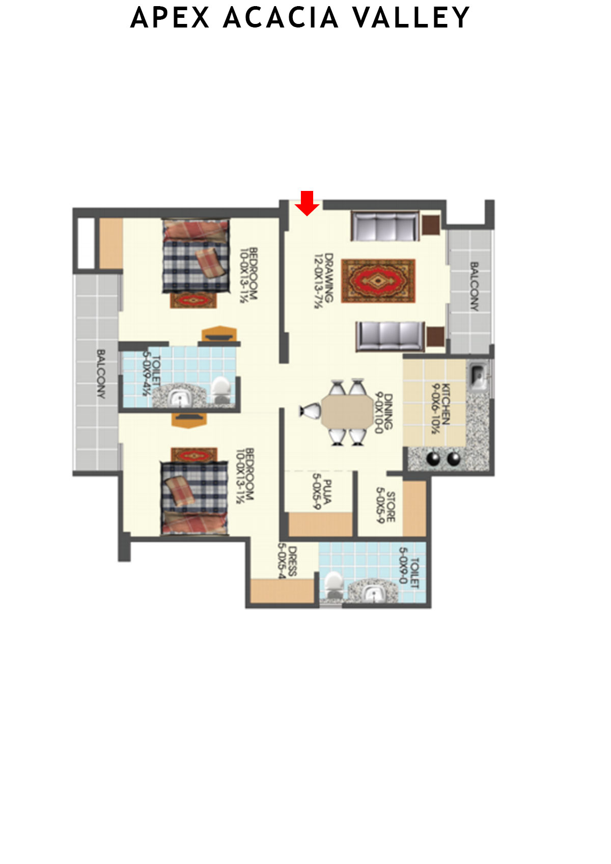 Apex Acacia Valley Tower A Unit 10 (Type 2A) Floor Plan