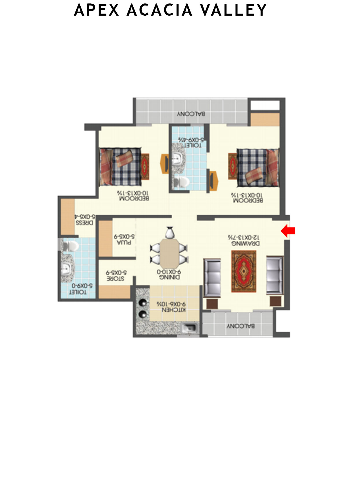Apex Acacia Valley Tower A Unit 11 (Type 2A) Floor Plan