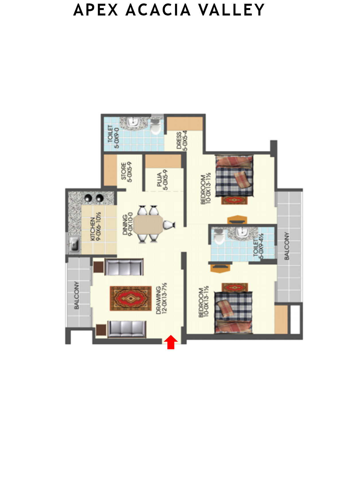 Apex Acacia Valley Tower A Unit 12 (Type 2A) Floor Plan
