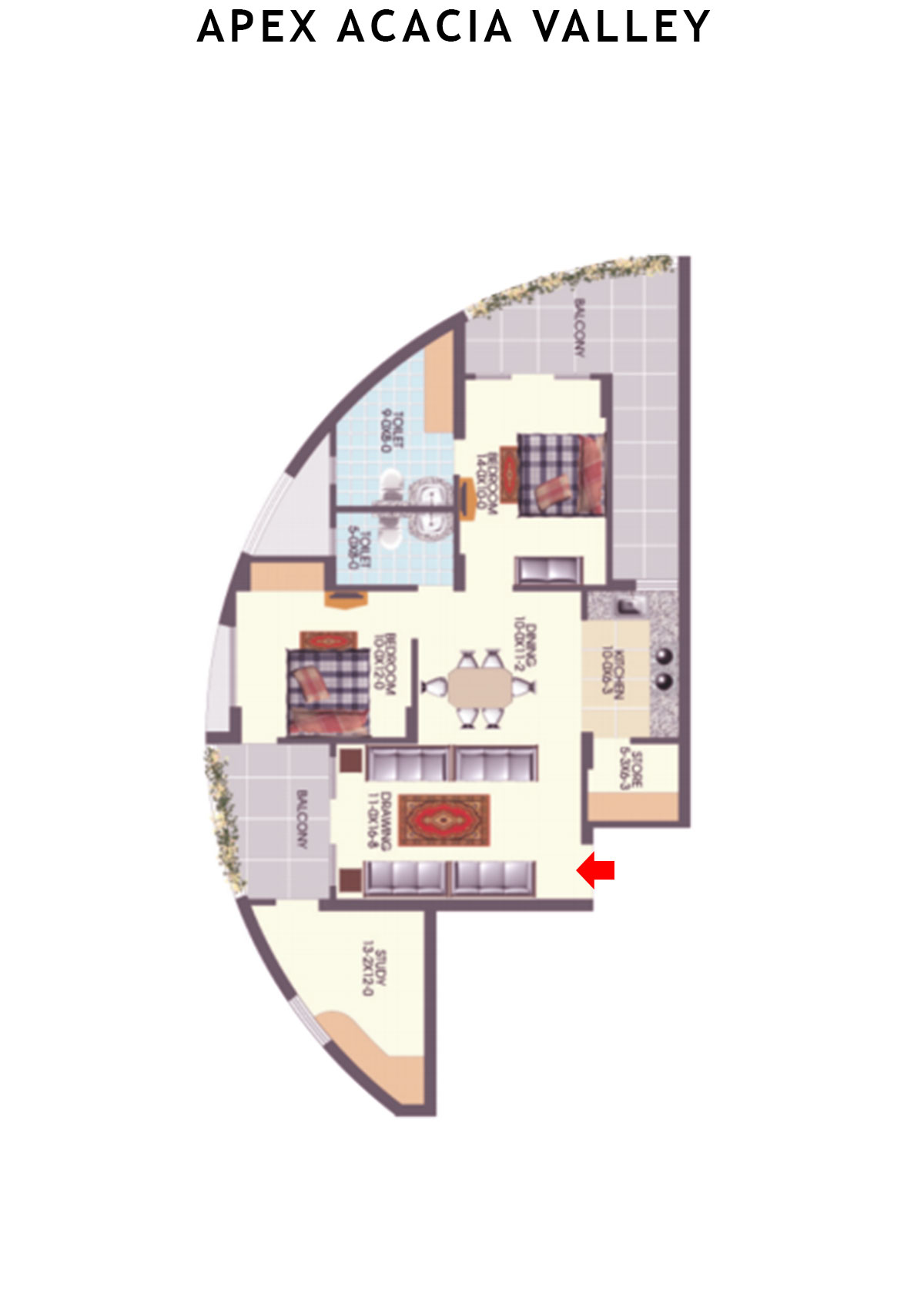 Apex Acacia Valley Tower A Unit 1 (Type 2) Floor Plan
