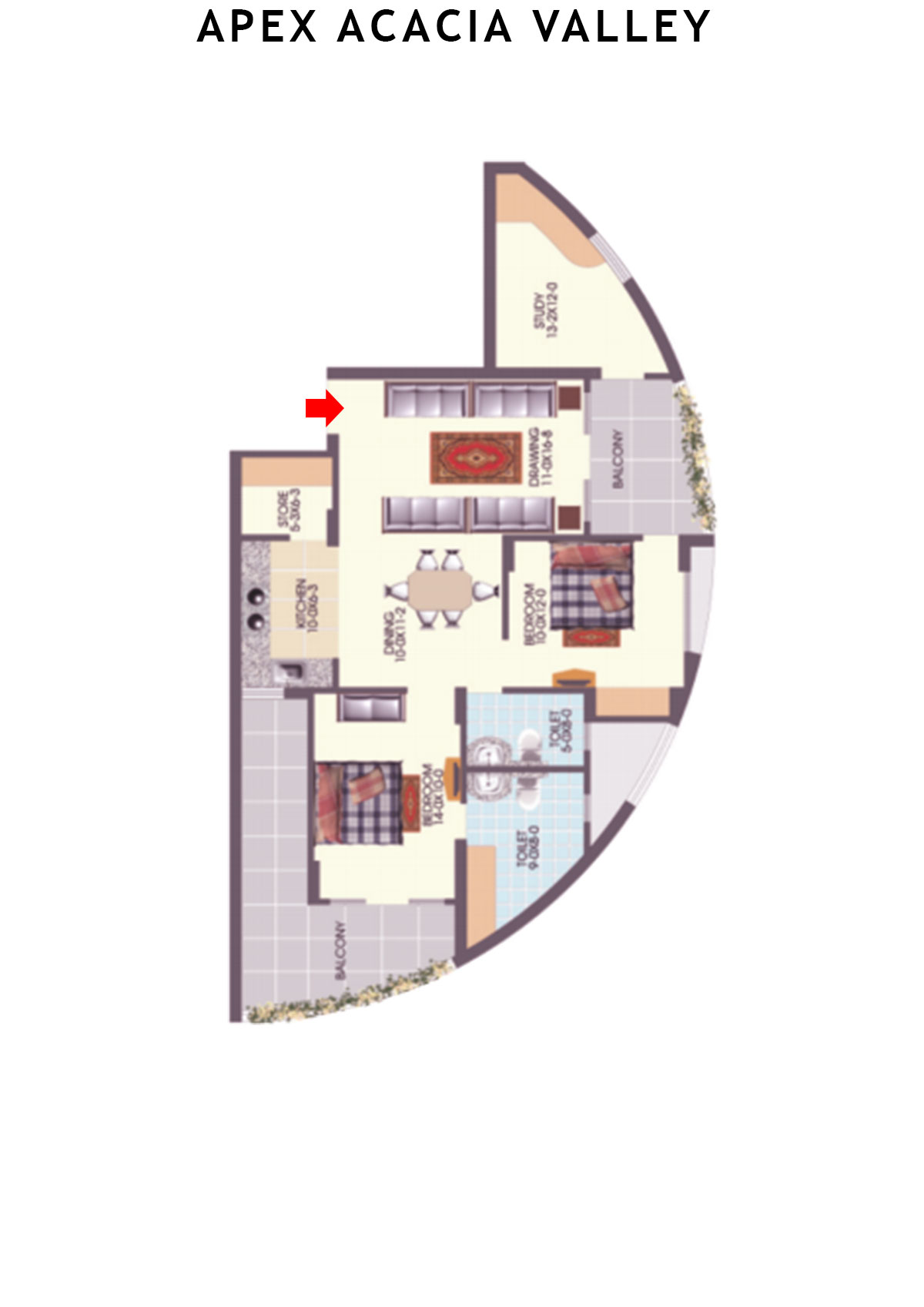 Apex Acacia Valley Tower A Unit 5 (Type 2) Floor Plan