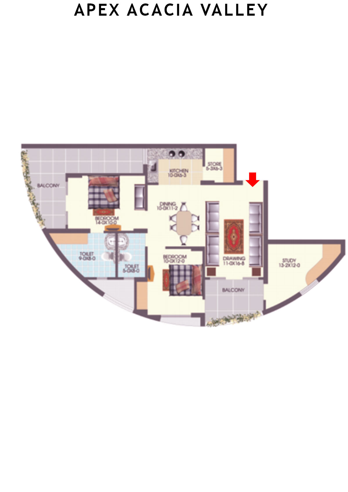 Apex Acacia Valley Tower A Unit 7 (Type 2) Floor Plan