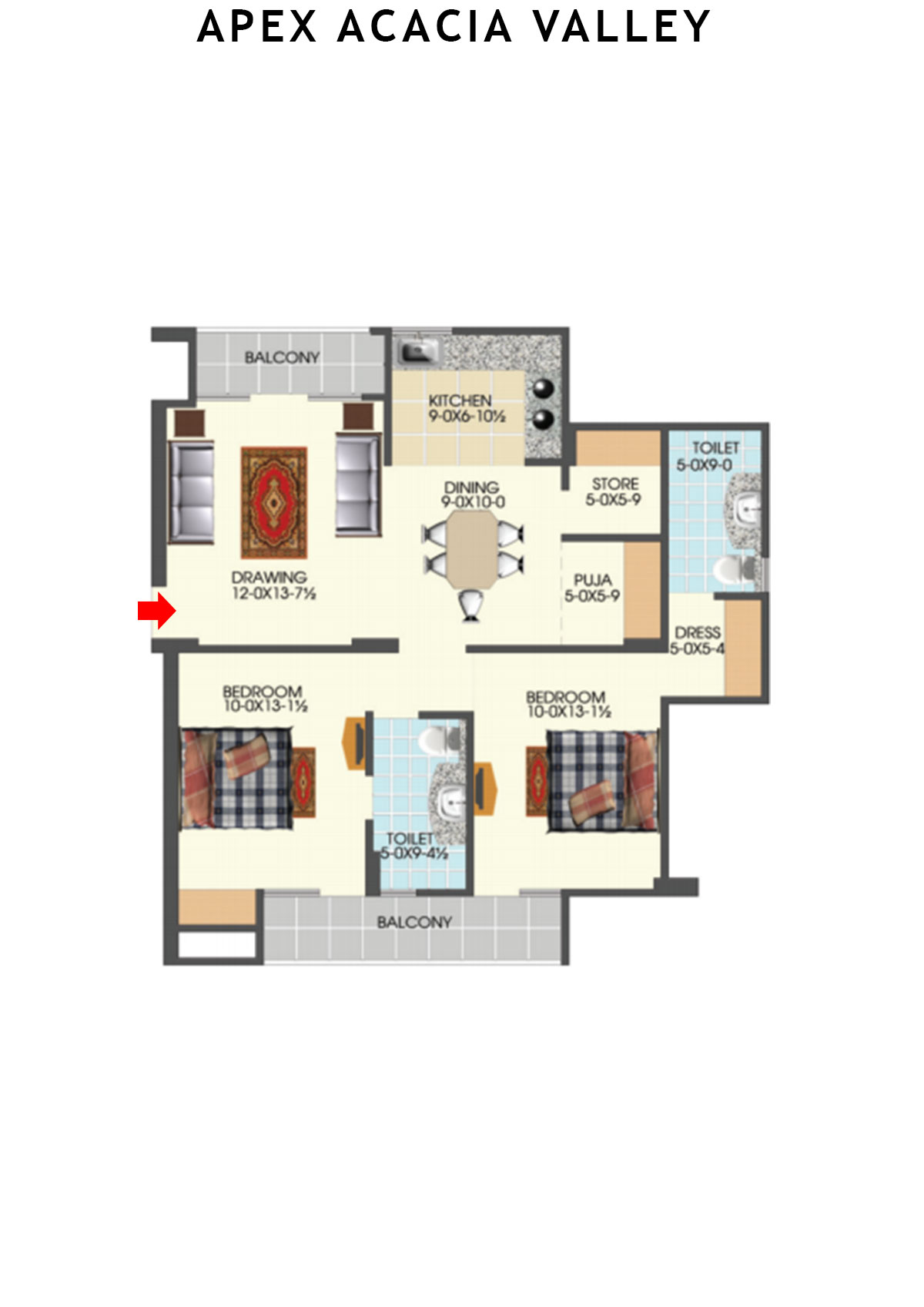 Apex Acacia Valley Tower A Unit 9 (Type 2A) Floor Plan
