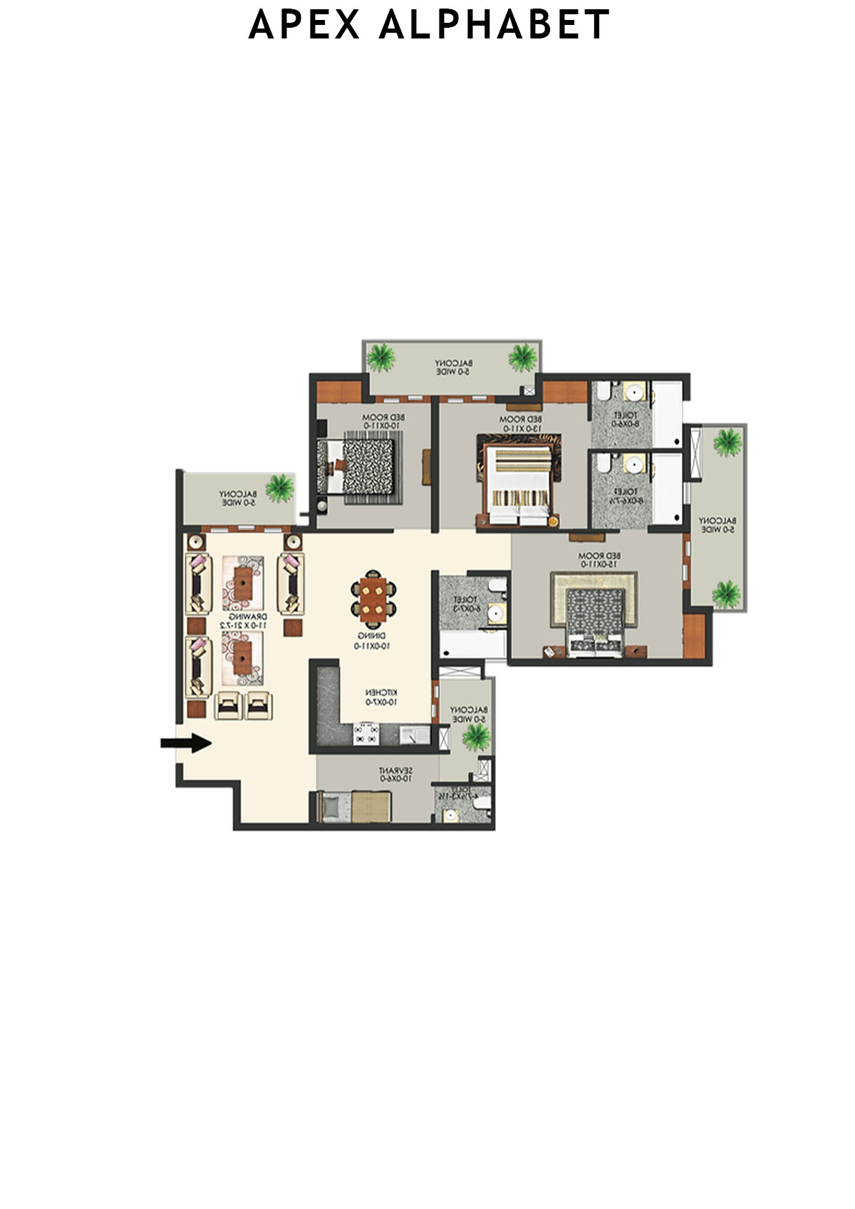Apex Alphabet Tower A Unit 1 Floor Plan