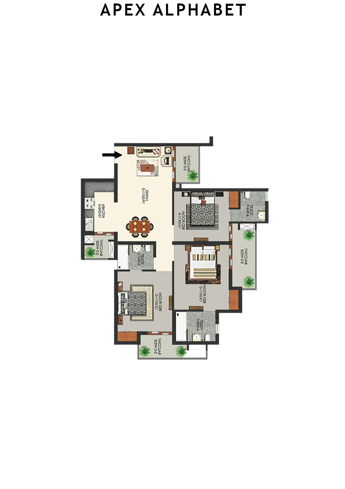 Apex Alphabet Tower A Unit 3 Floor Plan