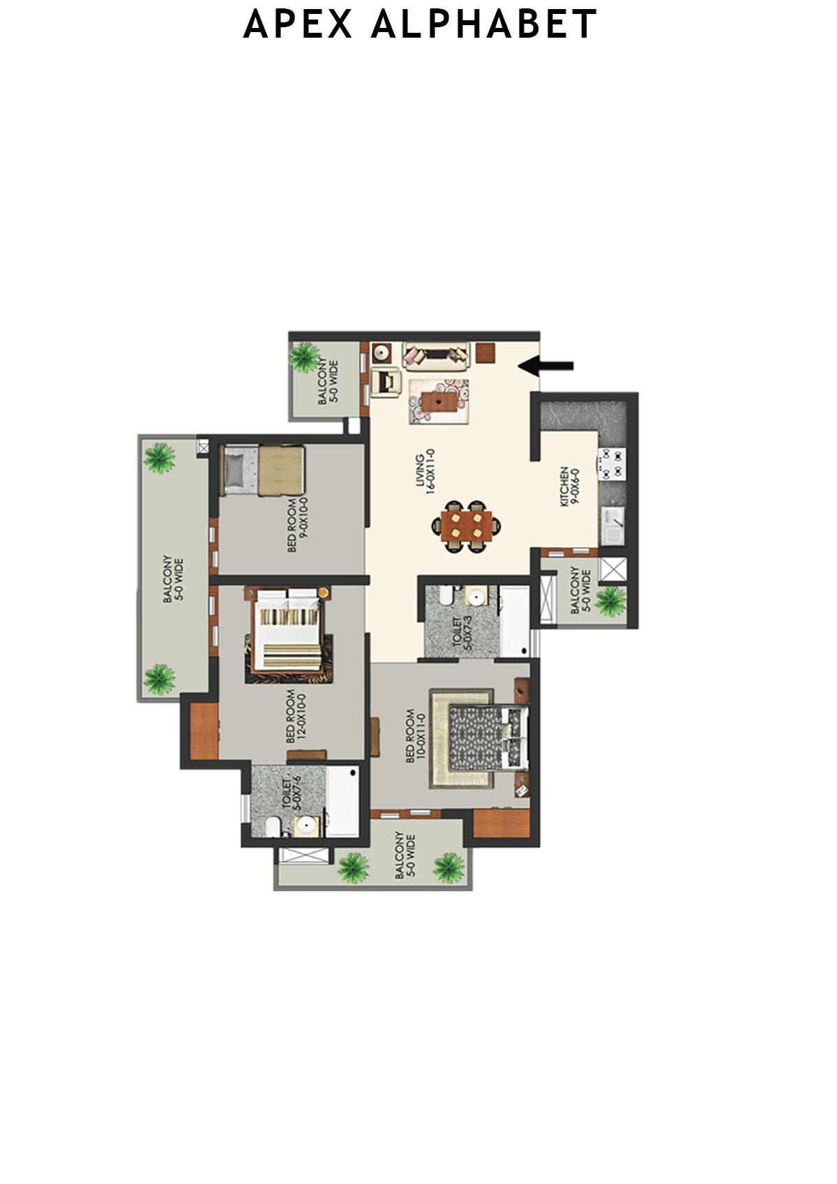 Apex Alphabet Tower A Unit 4 Floor Plan