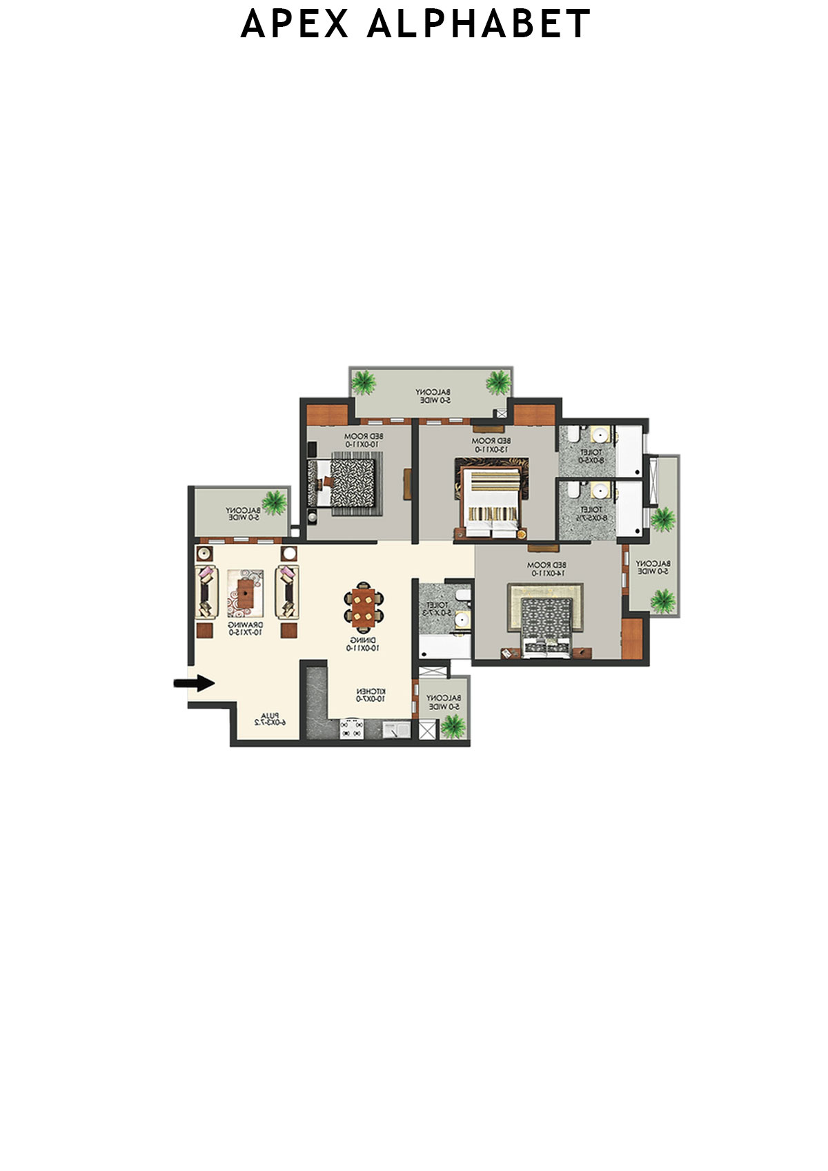 Apex Alphabet Tower B Unit 1 Floor Plan