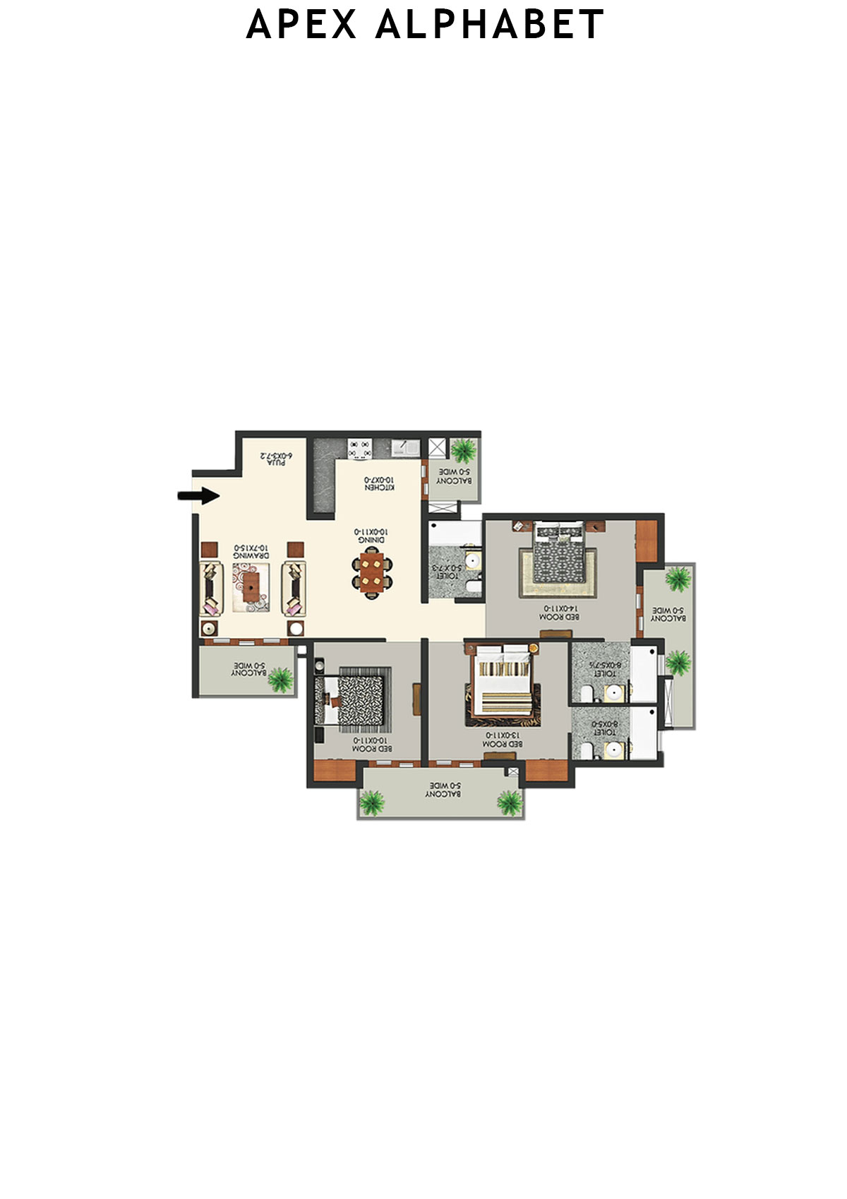 Apex Alphabet Tower B Unit 2 Floor Plan