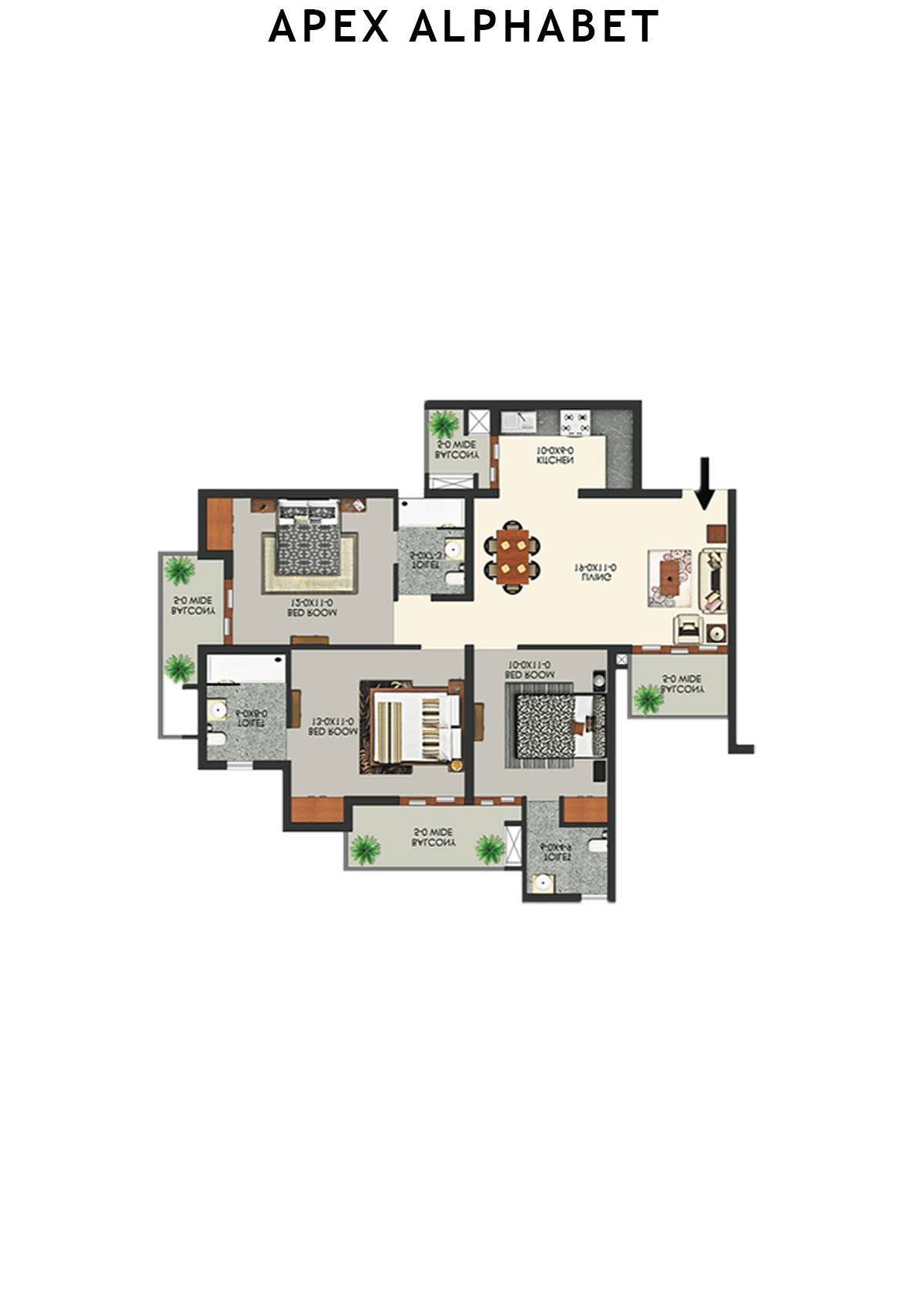 Apex Alphabet Tower B Unit 3 Floor Plan