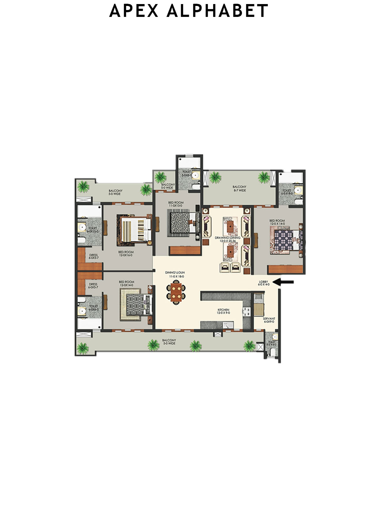 Apex Alphabet Tower C Unit 1 Floor Plan