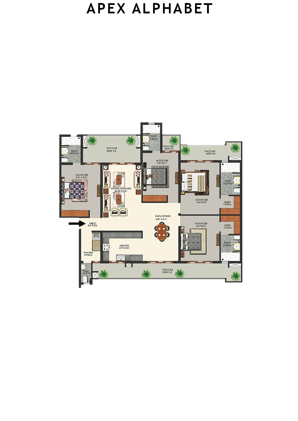 Apex Alphabet Tower C Unit 2 Floor Plan