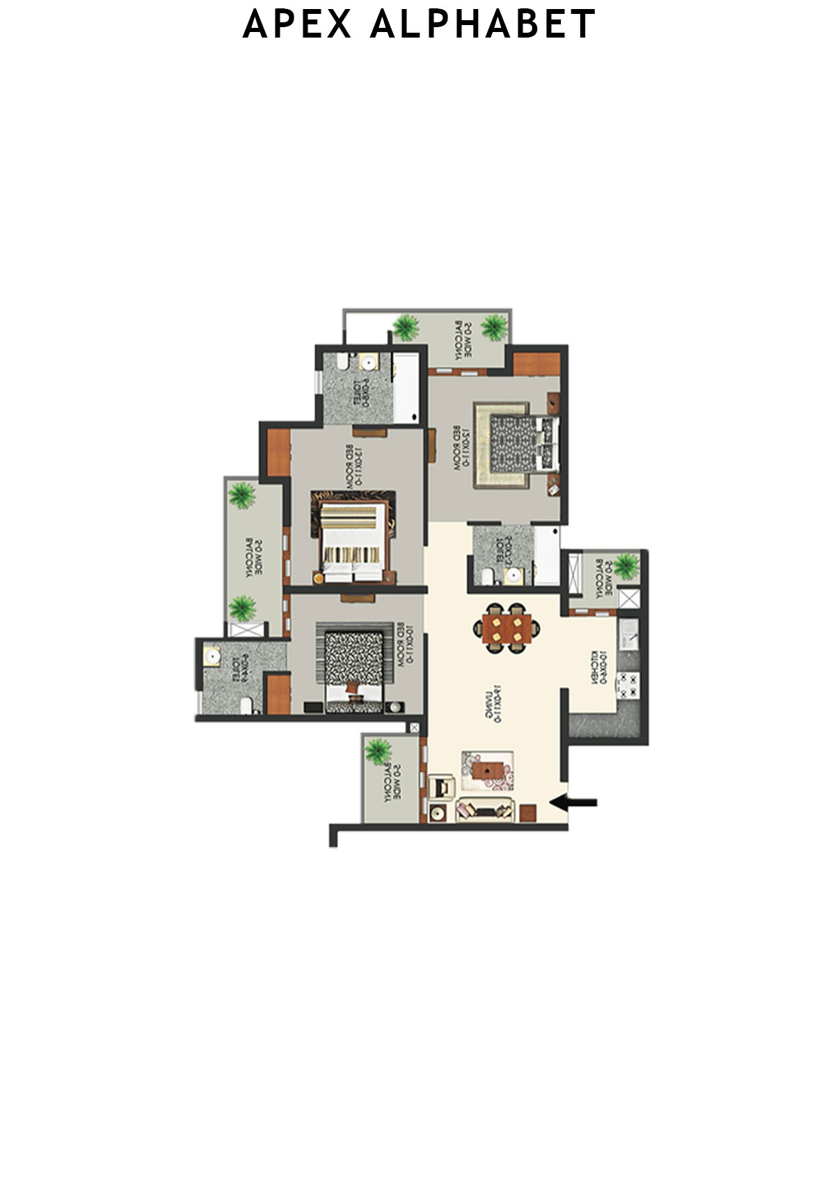 Apex Alphabet Tower D Unit 1 Floor Plan