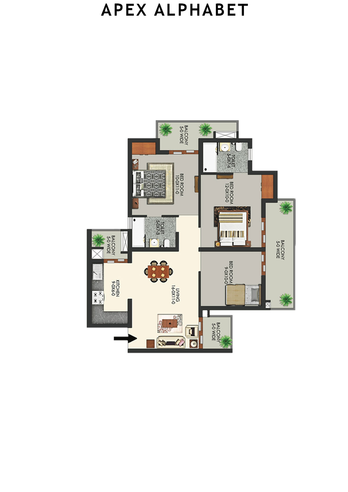 Apex Alphabet Tower D Unit 2 Floor Plan