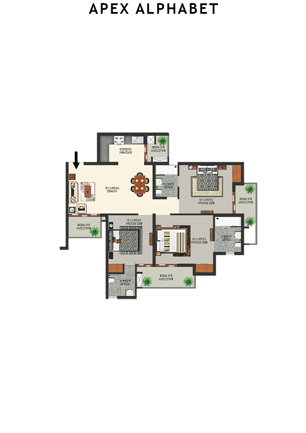 Apex Alphabet Tower D Unit 3 Floor Plan
