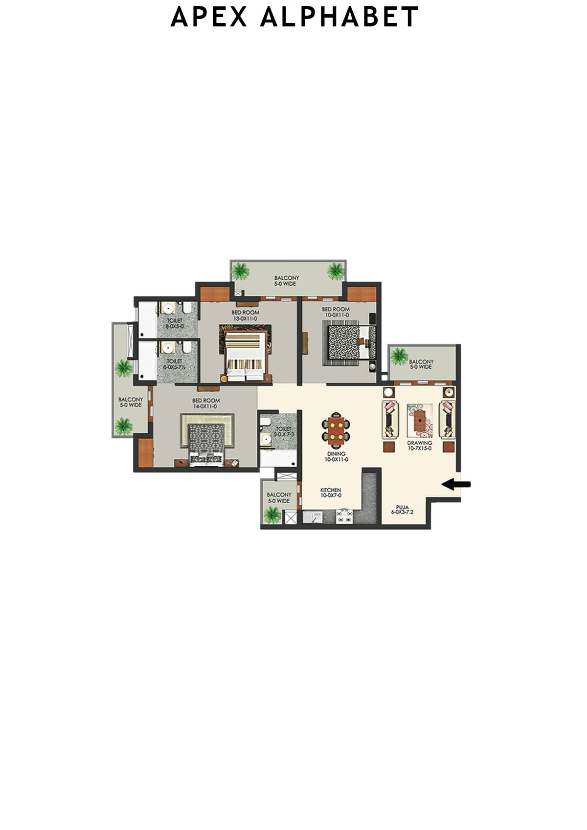 Apex Alphabet Tower D Unit 5 Floor Plan