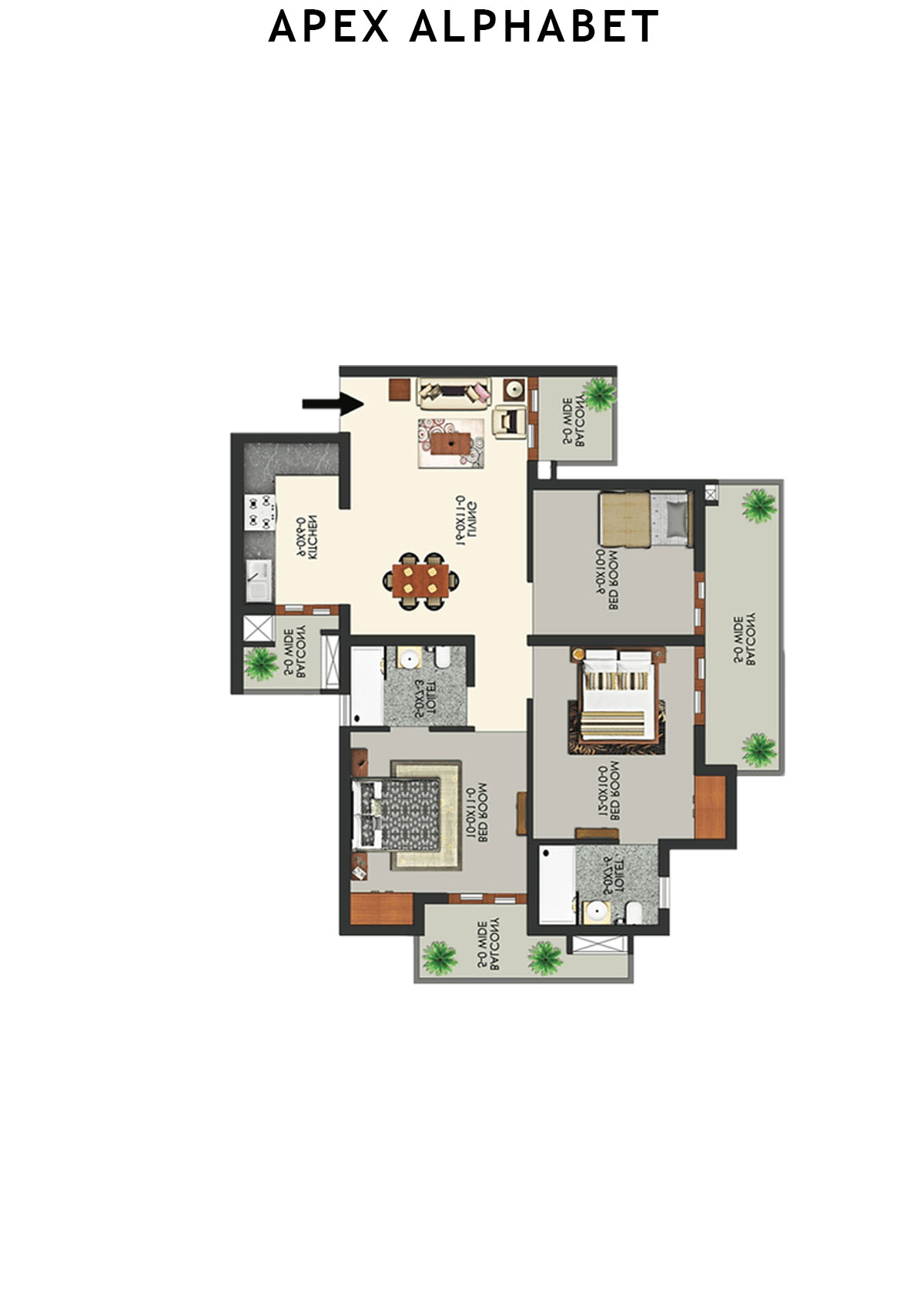 Apex Alphabet Tower E Unit 2 Floor Plan