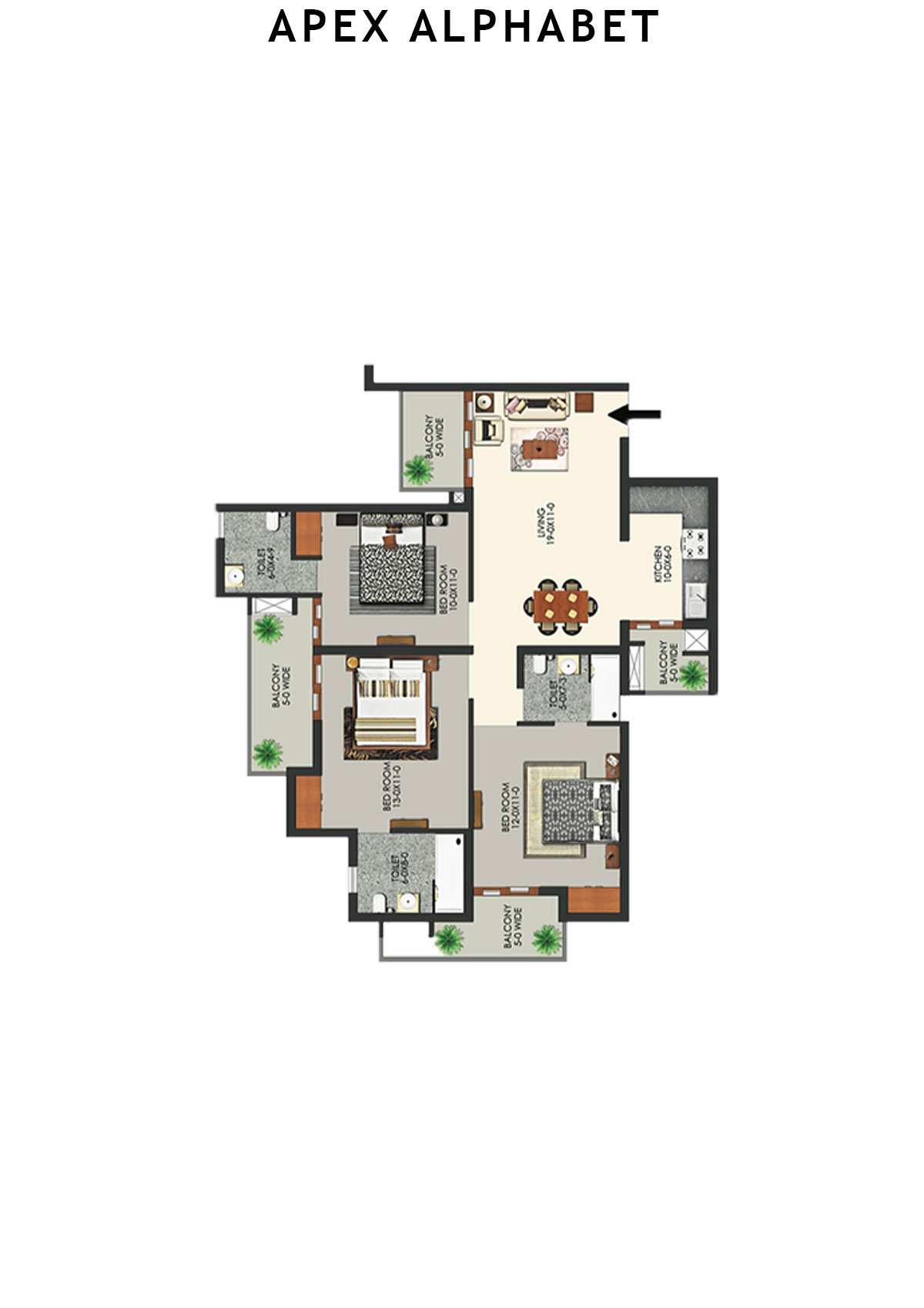 Apex Alphabet Tower E Unit 3 Floor Plan
