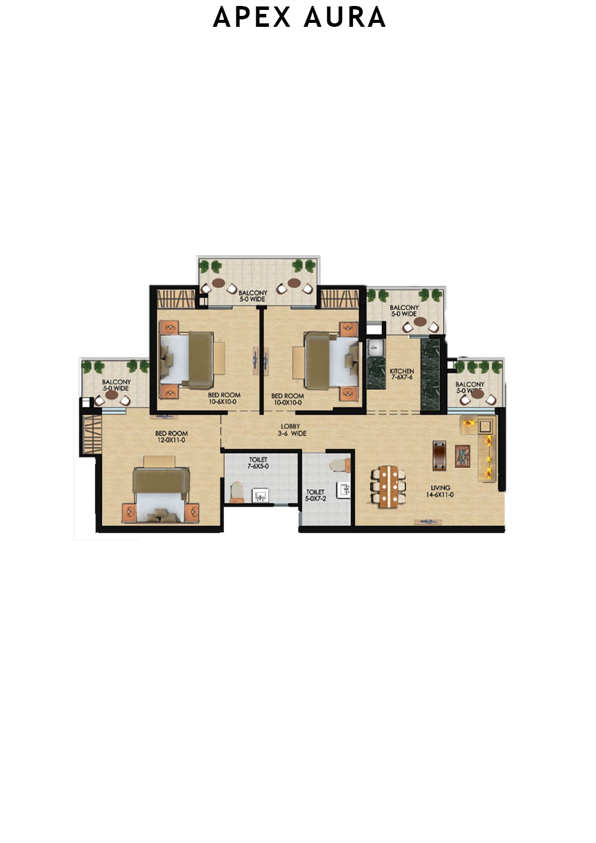 Apex Aura Tower G Unit 3 Floor Plan