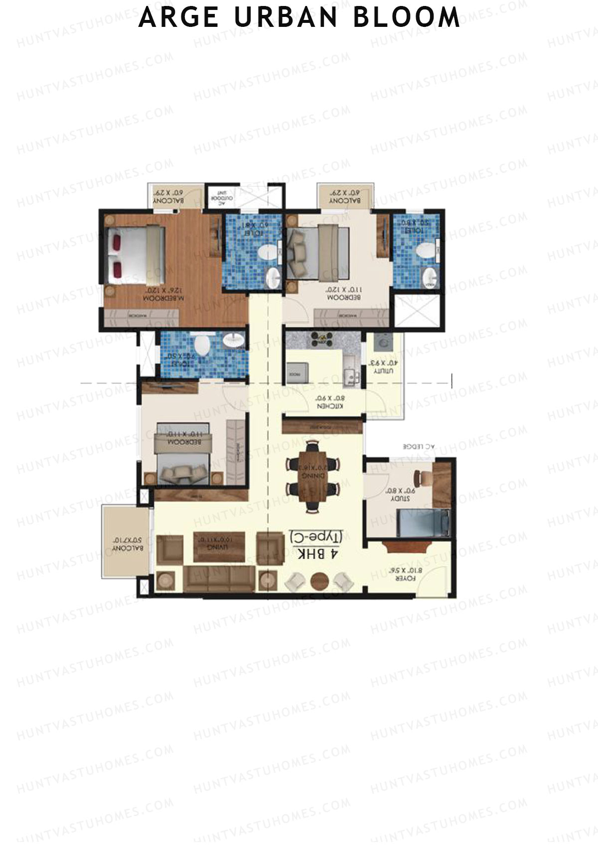 Arge Urban Bloom Wing A Unit 1 (Type C) Floor Plan